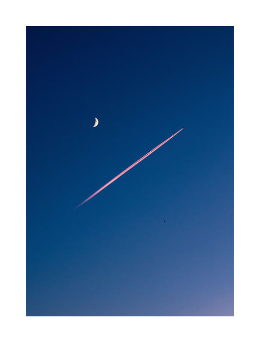 moon, plane, bird